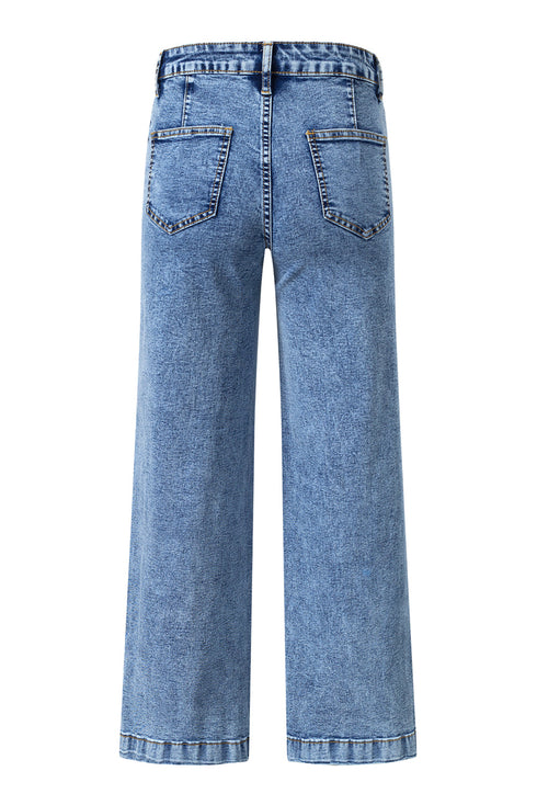 Patch Pocket Straight Leg Loose Fit Jeans